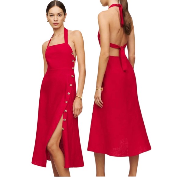 Reformation Dresses & Skirts - NWT Reformation Mar Linen Halter Dress 6